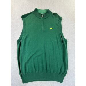 Masters Peter Millar Men's XL Green Cashmere Blend 1/4 Zip Golf Vest Sweater Top